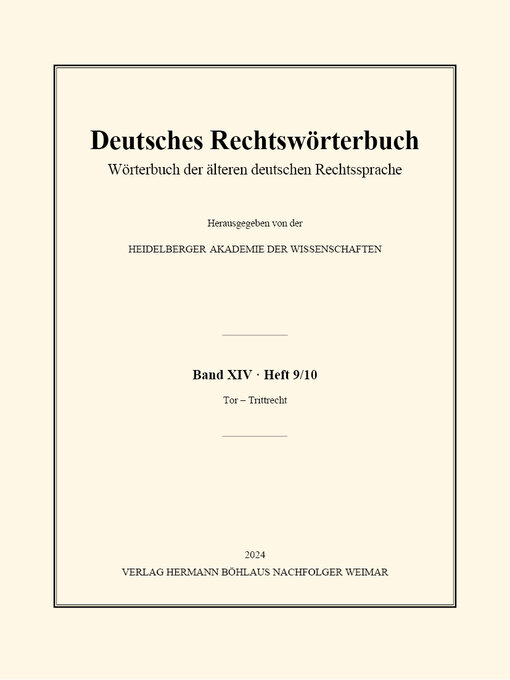 Title details for Deutsches Rechtswörterbuch by Heidelberger Akademie der Wissenschaften - Available